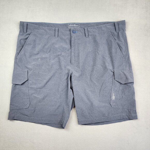 Eddie Bauer Flexion Amphib Shorts Men Size 46 Gray 10" Cargo Outdoors Hike Swim - Picture 1 of 10
